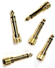 5 Pack - Gold Plated Audio Jack 1/4 in TRS Male to Threaded 3.5mm TRS Female