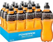 Powerade ION4 Gold Rush Sports Drink Multipack Sipper Cap Bottles 12 X 1L