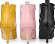 [Allegra K] Women's Pointed Toe Side Zipper Stiletto Heels Ankle Boots