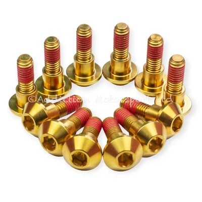 12x Yamaha ZT660Z Tenere Gold Titanium Front Disc Rotor Bolts With Thread-lock