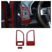 Dashboard Side Air Vent Outlet Frame Trim Cover For Ford F-150 15-20 Red Carbon (for: Ford)