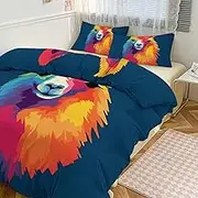 GHBNK Quilt Set 3-Piece - Ultra-Soft Thickened Bedding Set, Alpaca Pattern Bedspread + 2 Pillowcases, Lightweight Double-Sided Quilt Cover for Home/Hotel/Gifts 86"x70"