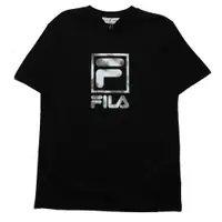 在飛比找PChome24h購物優惠-FILA 短T 黑底 白渲染大LOGO 中性 短袖 圓領 上