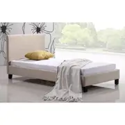 Single Linen Fabric Bed Frame - Beige