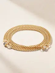 [Marla Aaron] Marla Aaron - Total Baguette Babylock + Heavy Curb Chain 14-karat Gold, Sapphire And Aquamarine Bracelet - One size One size Gold