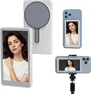 APEKX Phone Vlog Selfie Monitor Screen, Enhanced Phone Vlog Screen for Live Streaming, Compact Selfie Screen Monitor Compatible with iPhone Android for Vlogging and TikTok Content Creation (White)