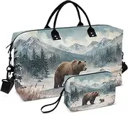 [YXYZRMY] Travel Duffel Bag Bear Snowy Mountains Landscape Gym Bag Sports Tote Bag with Multiple Interior Pockets Shoulder Weekender Bag for Women Men with Toiletry Bag 20.5”x 7.9”x 13.8, Multi-Colored