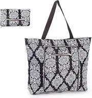 [Orshawer] Large Foldable Tote Bag With Zipper Waterproof Sandproof Beach Bags Women Handbag Travel Shopping bag