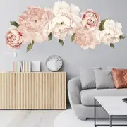[Namly Design] Wallsticker - Pink Peony Floral with Green Leaves