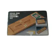 Vintage Solid Oak Folding Cribbage Complete Set Orginal Box NEW Card Game