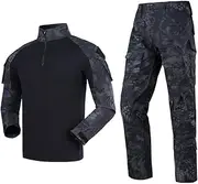 [YUSHOW] Men's Tactical Suit Combat Shirt and Pants Set Long Sleeve Rip-stop Uniforms 1/4 Zip Airsoft Clothing War Game Army Military Paintball BDU Hunting Shooting Camo Gear