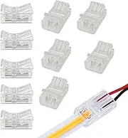Paifeancodill LED Light Strip Connectors - 2Pin, 10 Pcs Lighting Connector, 8mm Wide Unwired Gapless Solderless Strip to Wire Quick Adapter for Waterproof/Non-Waterproof Single Color LED Light Strip