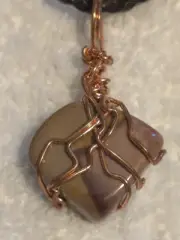 Mookaite Jasper Pendant On A Brown Leather Necklace