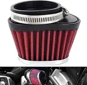 Motorcycle Air Filter Universal Replacement Engine Filter High Performance Clamp on Pod Air Filters for Motor Car Minibike Cold Air Filter (Red, 55MM)