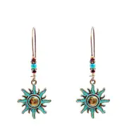 6Pair Ethnic Bronze Sun Ear Drop Earrings