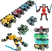 4 Pcs Transformable Fidget Spinner Toys - Car to Robot & Chariot, DIY & Combo Play Modes - Stackable & Connectable for Endless Fun