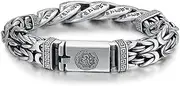 [TYMONT] S925 Sterling Silver Vintage Six Character Bracelet, Buddhist Men's Six Character Wide Bracelet