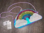 claire’s sequin rainbow over shoulder bag purse nwt