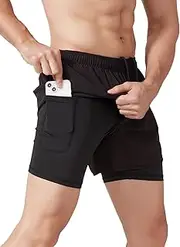 [Litteking] Men's Running Shorts 2 in 1 Gym Athletic Workout Short Pants Quick Dry Shorts with Pockets