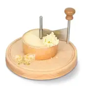 Stainless Steel Cheese Curler & Cheese Shaver - Perfect for De Moine Cheese & Chocolate, Multifunctional & Rust-Proof Wood Color Silver