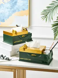 在飛比找樂天市場購物網優惠-歐式創意高檔紙巾盒多功能家用客廳餐廳餐桌收納抽紙盒輕奢風