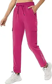 [ANGEL CITIZ] 29''/31'' Women's Lightweight Cargo Trousuers Quick Dry Hiking Pants Joggers for Women with 5 Pockets UPF 50+