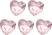 sourcing map 5 Pcs 3D Heart Pink Nail Rhinestones K9 Glass Crystal Rhinestones Pointed Back Crooked Heart Gems for Nail Charm Art DIY Decoration Craft 8x8mm
