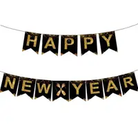 在飛比找momo購物網優惠-跨年必備HAPPY NEW YEAR拉花掛旗1組(跨年佈置 