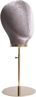 Generic Manikin Head Hat Display Stand Versatile Metal Base for Hairdresser Training Styling Drying , gray velvet