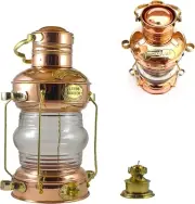 Nautical Brass &Copper Finish Ship Oil Lamp Lantern Style Collectible Home Decor
