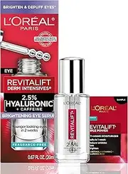 L'Oreal Paris Revitalift Hyaluronic Acid + Caffeine Hydrating Eye Serum with Anti-Aging Moisturizer Sample, 0.67 Fl Oz (Pack of 1)