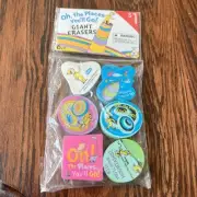 Dr Seuss Giant Erasers 6ct. Oh the Places You’ll Go Lorax Pink Blue School
