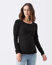 Organic Cotton Nursing Top Black