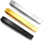 [GWD] Stainless Steel Tie Clips for Men Personalized Initial Tie Clip Classic Gold Silver Tie Bar Set