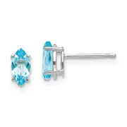 14k White Gold 7x3.5mm Blue Topaz Marquise Stud Earring