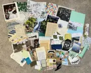 Blue Paper Kit- Junk Journal, Scrapbook, Collage Paper Craft 60+ Items
