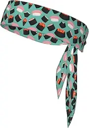 Sushi Food Pattern1 Sports Strap Double-Sided Headscarf Men's Bow Tie Sports Headscarf Running Yoga Exercise Headband