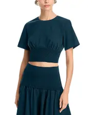 Simkhai Adair Short Sleeve Crewneck Crop Top