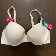 NEW Maidenform T-Shirt Bra 38C Ivory Satin Padded Cups Underwire Convertible