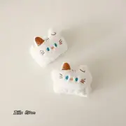 Animal Face Wash Wrist Band / Headband / Hook / Set Wash Wrist Band - 2 Pcs - White Cat - White - One Size
