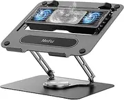 METFUT Laptop Cooling Stand with Detachable Thermoelectric Cooler, Adjustable Height & Angle, 360 Rotation Base, Carbon Steel Framework, Ultra-Quiet & Super Sturdy for up to 16” Laptop (Black)