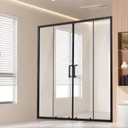 Semi-frameless Double Sliding Shower Door SGCC Tempered Glass Matte Black