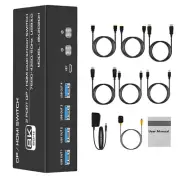 2 In 2 Out 8K DP1.4 HDMI2.1 USB 3.0 KVM Switcher 2x2 For 2 Computers 2 Monitors
