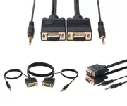3FT - SVGA Male/Male + 3.5mm Aux Audio Cable Jack for Monitor PC Projector TV