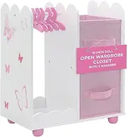 Emily Rose 18 Inch Doll Furniture | Beautiful Open Wardrobe 18 Inch Doll Closet with Butterfly Detail, Includes 5 Wooden Doll Clothes Hangers | Fits American Girl Doll Clothes