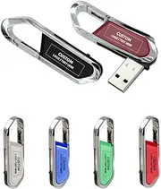 Custom USB Flash Drive, Personalized Metal USB 2.0 Memory Stick Thumb Drive with Snap Hook, Ideal for Corporate Promotions, Business Events, Educational Purposes and Non-Profits (512 MB,50 PCS)