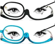 MMOWW 2 Pairs Makeup Reading Glasses for Women Magnifying Flip Down Cosmetic Readers