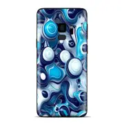 Samsung Galaxy S9 Skins Wrap - Mixed Blue Bubbles Glass