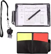 Soccer Referee Card Sets,4 Pcs Football Red and Yellow Cards Coach Whistle with Wallet Scoresheets Pencil for Football Match,Football Match Soccer Game Referee Essentials
