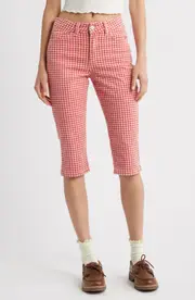 Damson Madder Gingham Capri Jeans in Red at Nordstrom, Size 2 Us